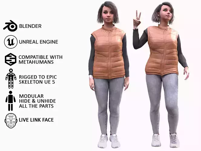 Woman - Autumn Outfit - Modular - Rigged