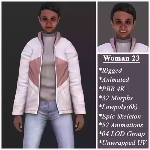 Woman 23 With 52 Animations 32 Morphs