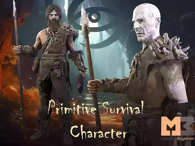 Primitive Survaival Character 01 Low-poly 3D model