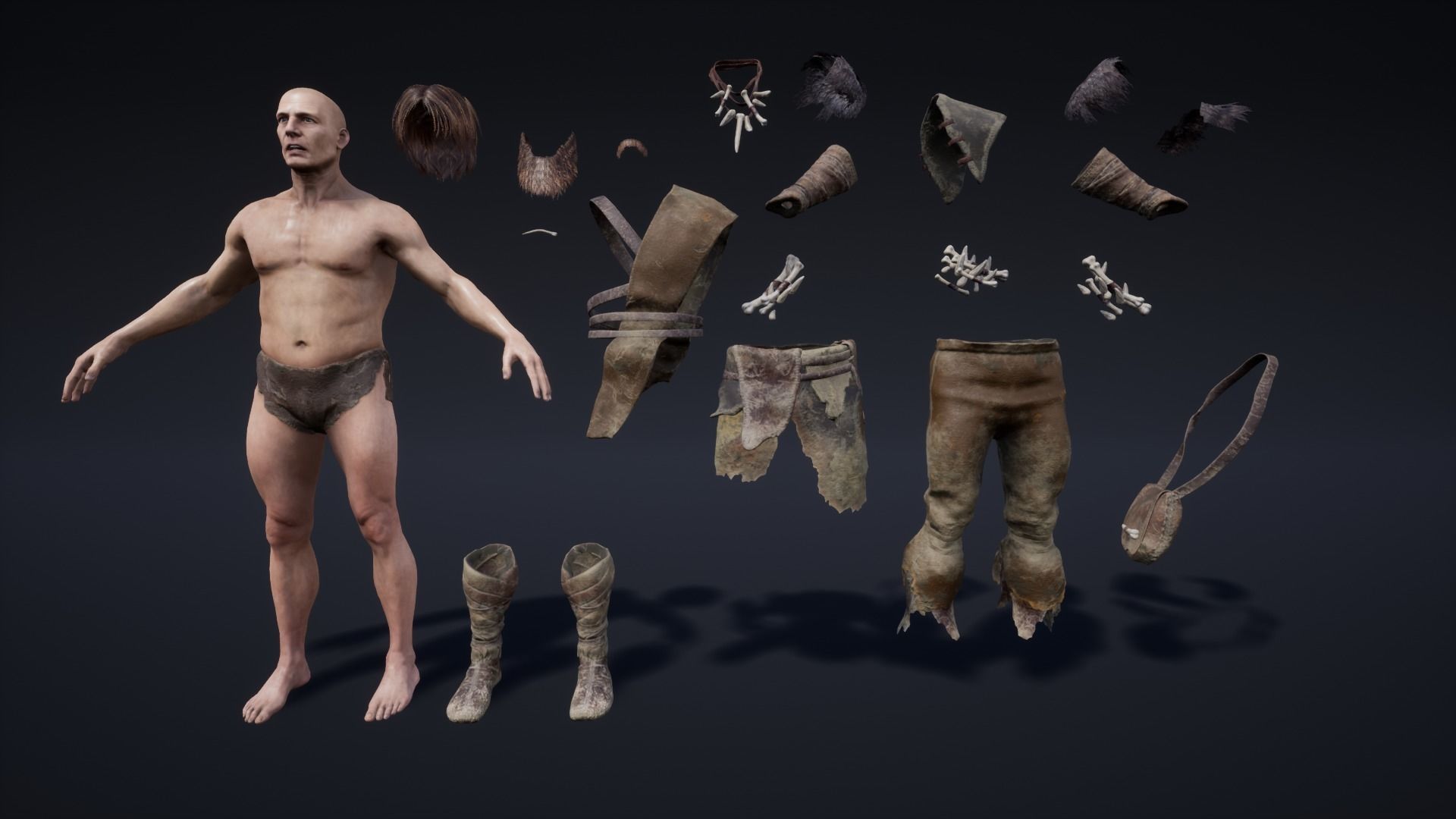 Primitive Survaival Character 01 Low-poly 3D model_6