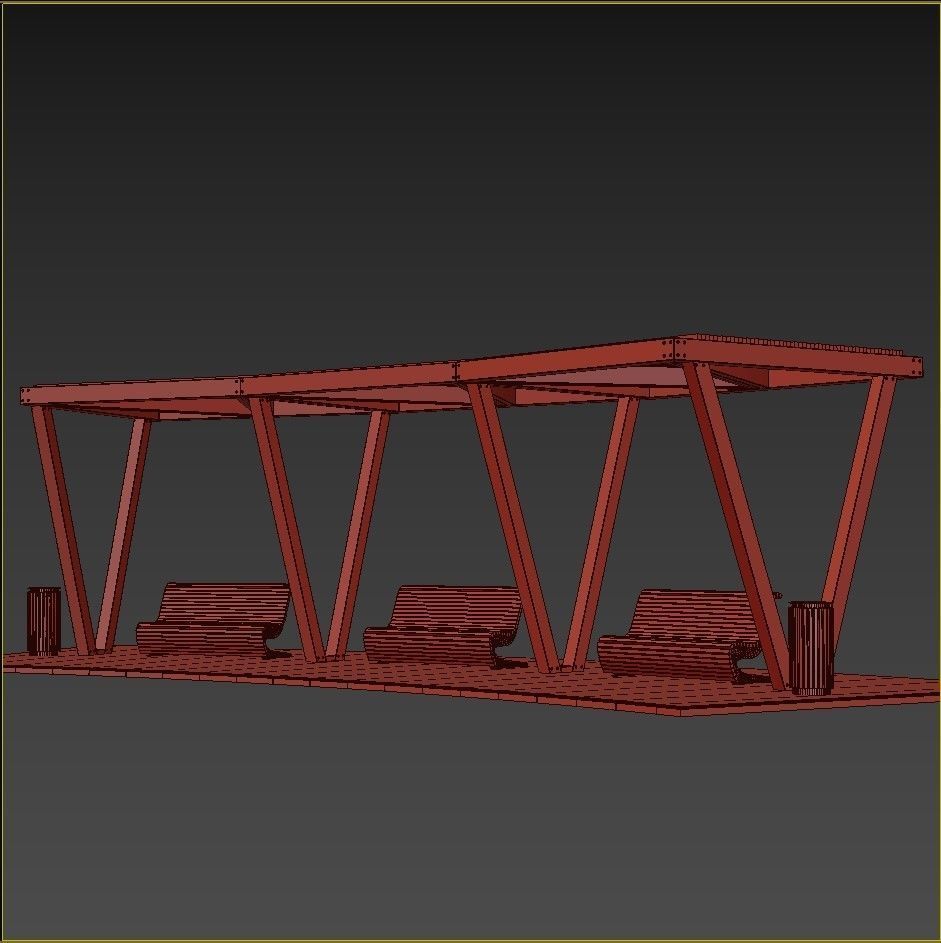 Pergola with swings benches 3D model | CGTrader