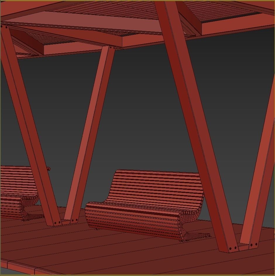 Pergola with swings benches 3D model | CGTrader