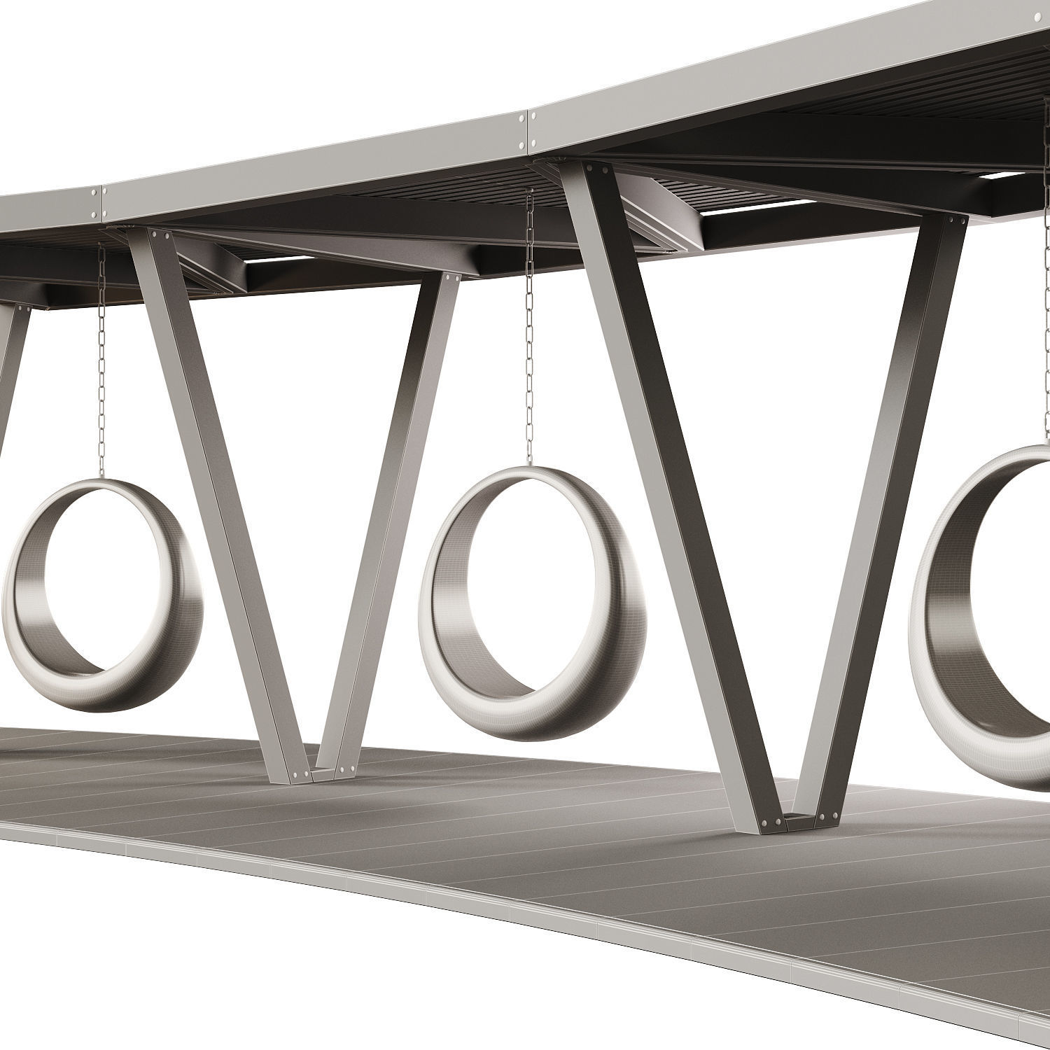 Pergola with swings benches 3D model | CGTrader