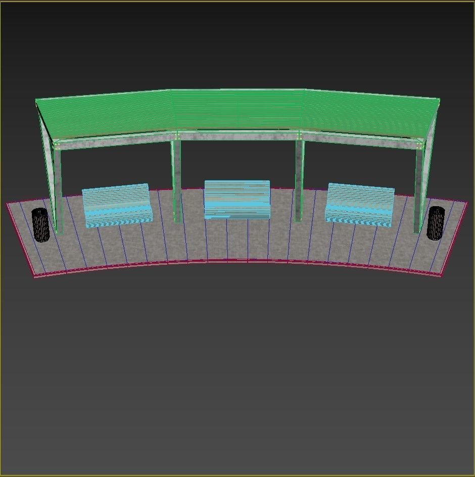 Pergola with swings benches 3D model | CGTrader