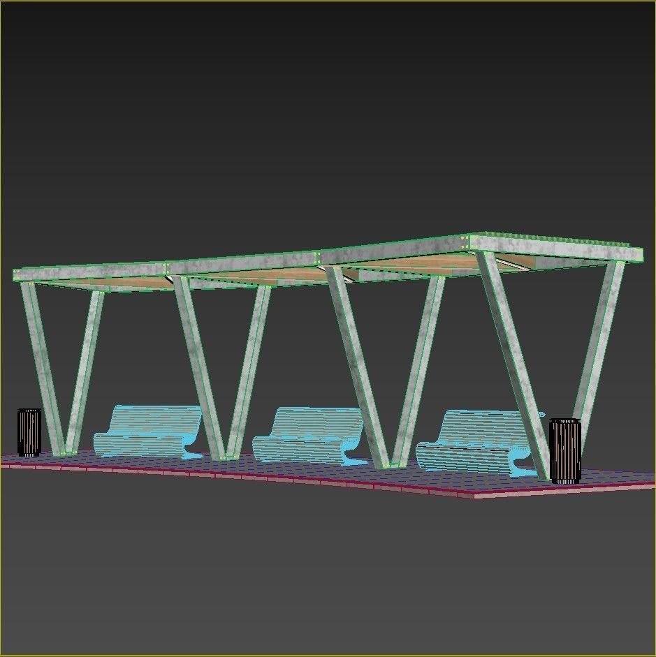 Pergola with swings benches 3D model | CGTrader