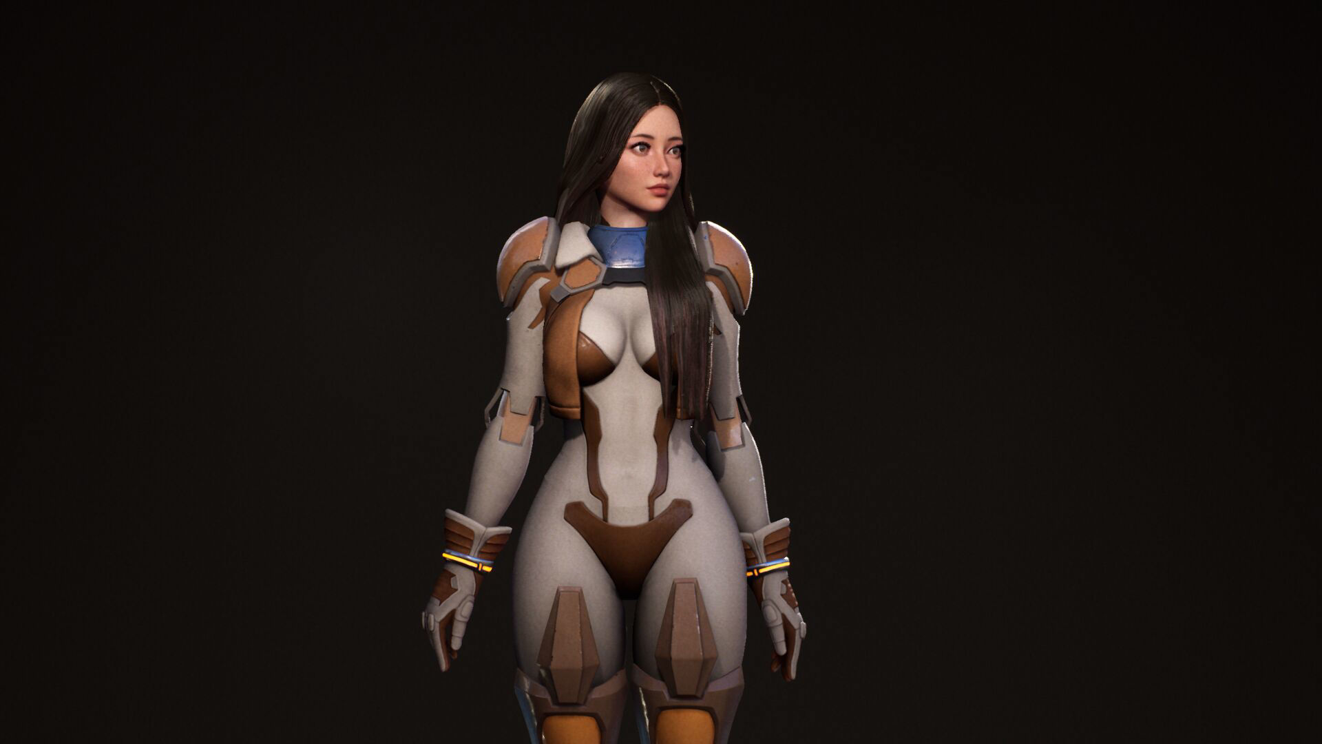 F2 Cyber Girl Pandora - Rigged Modular Game Character Low-poly 3D model_46