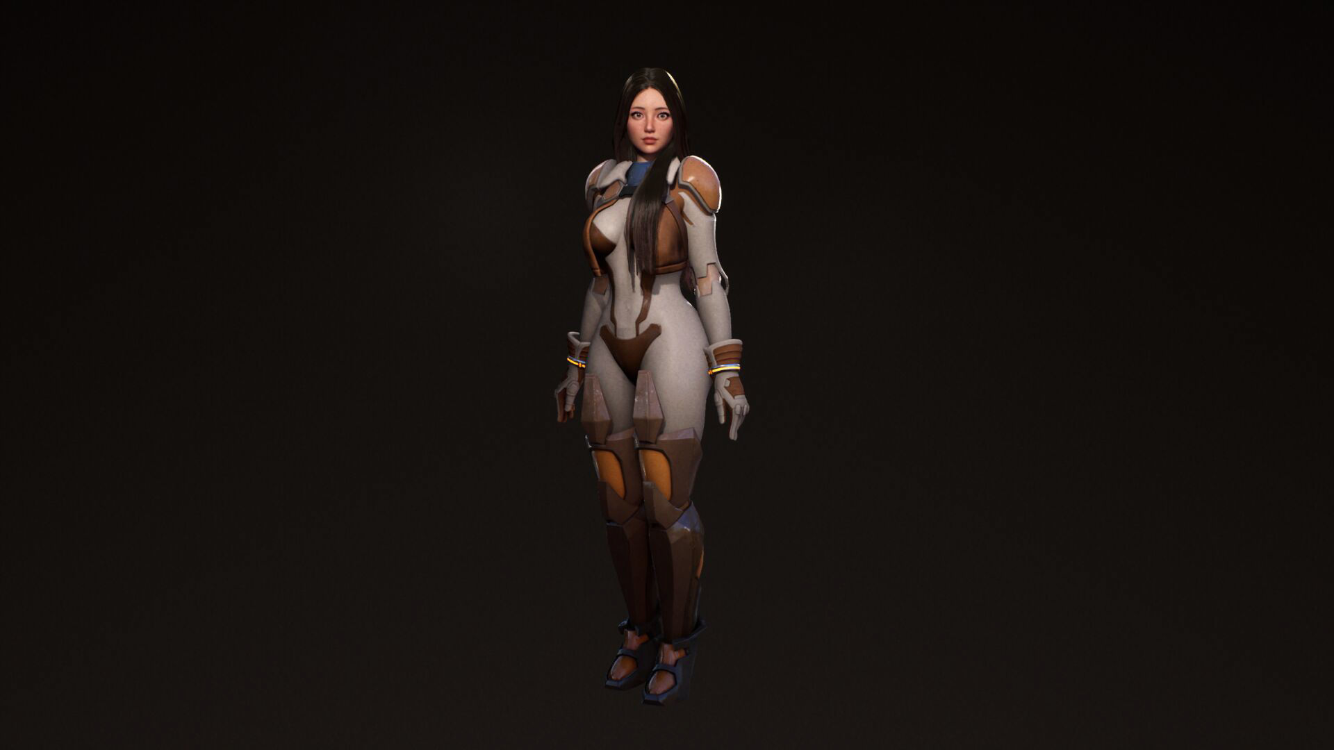 F2 Cyber Girl Pandora - Rigged Modular Game Character Low-poly 3D model_13
