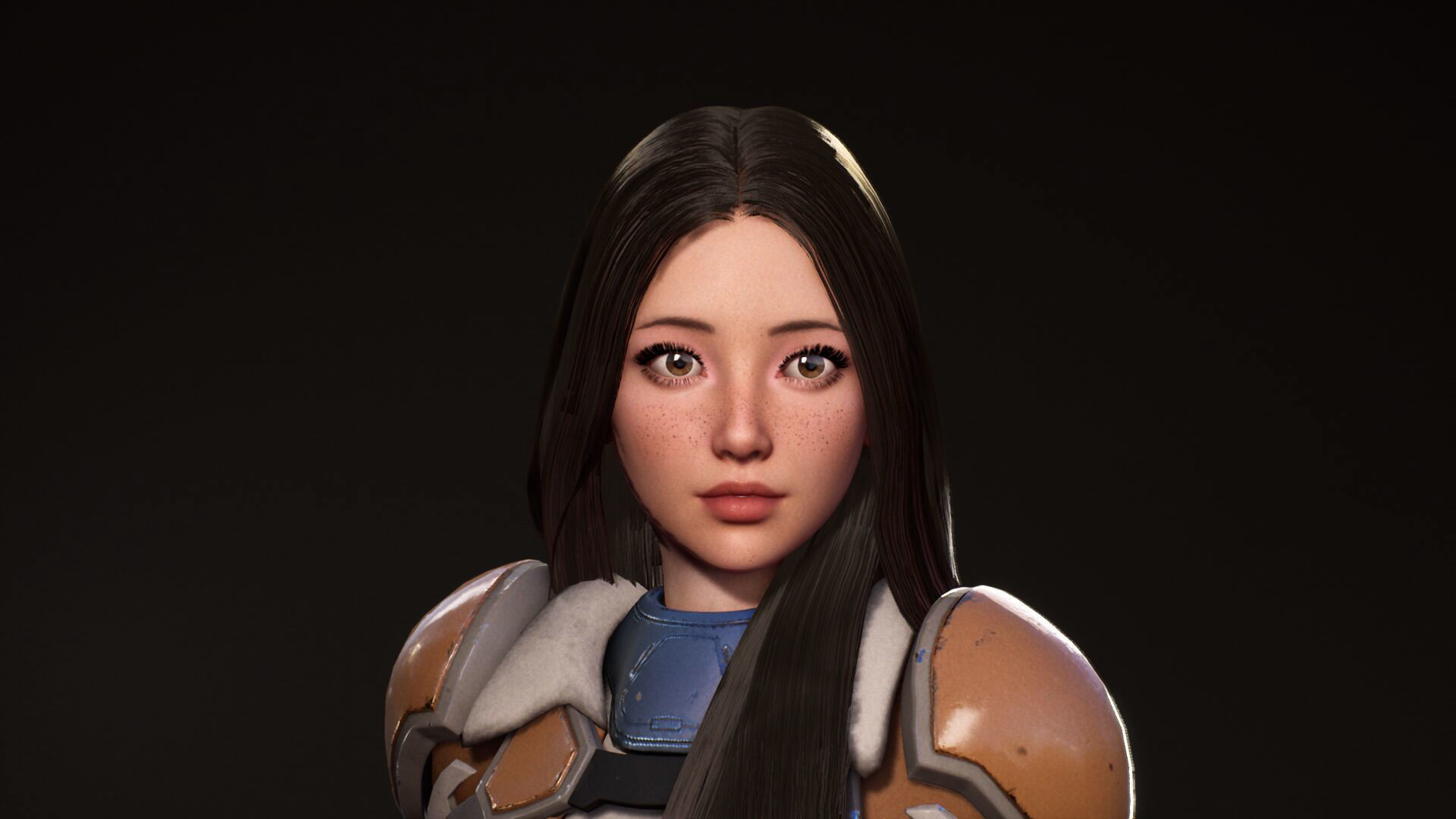 F2 Cyber Girl Pandora - Rigged Modular Game Character Low-poly 3D model_33