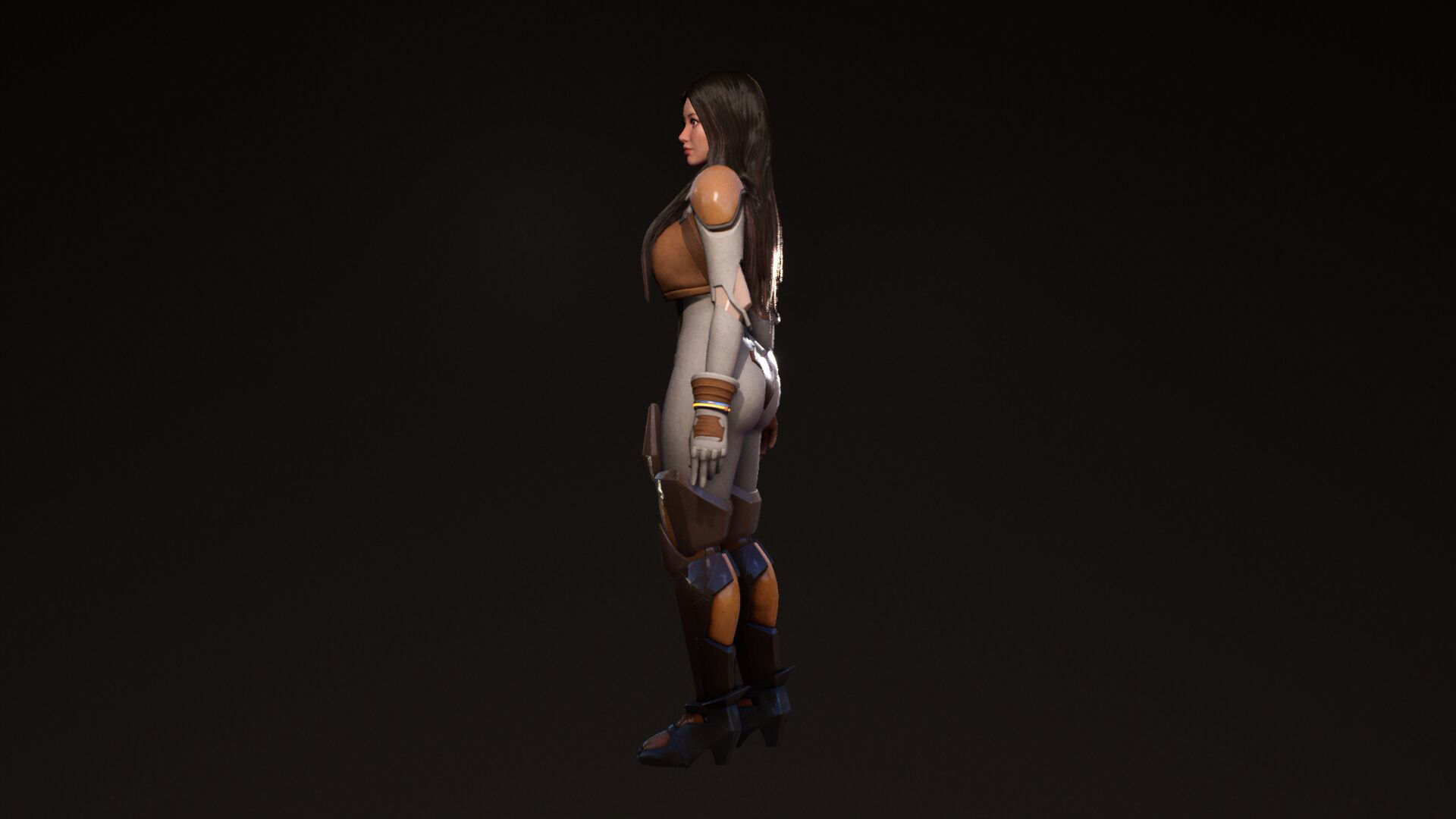 F2 Cyber Girl Pandora - Rigged Modular Game Character Low-poly 3D model_25