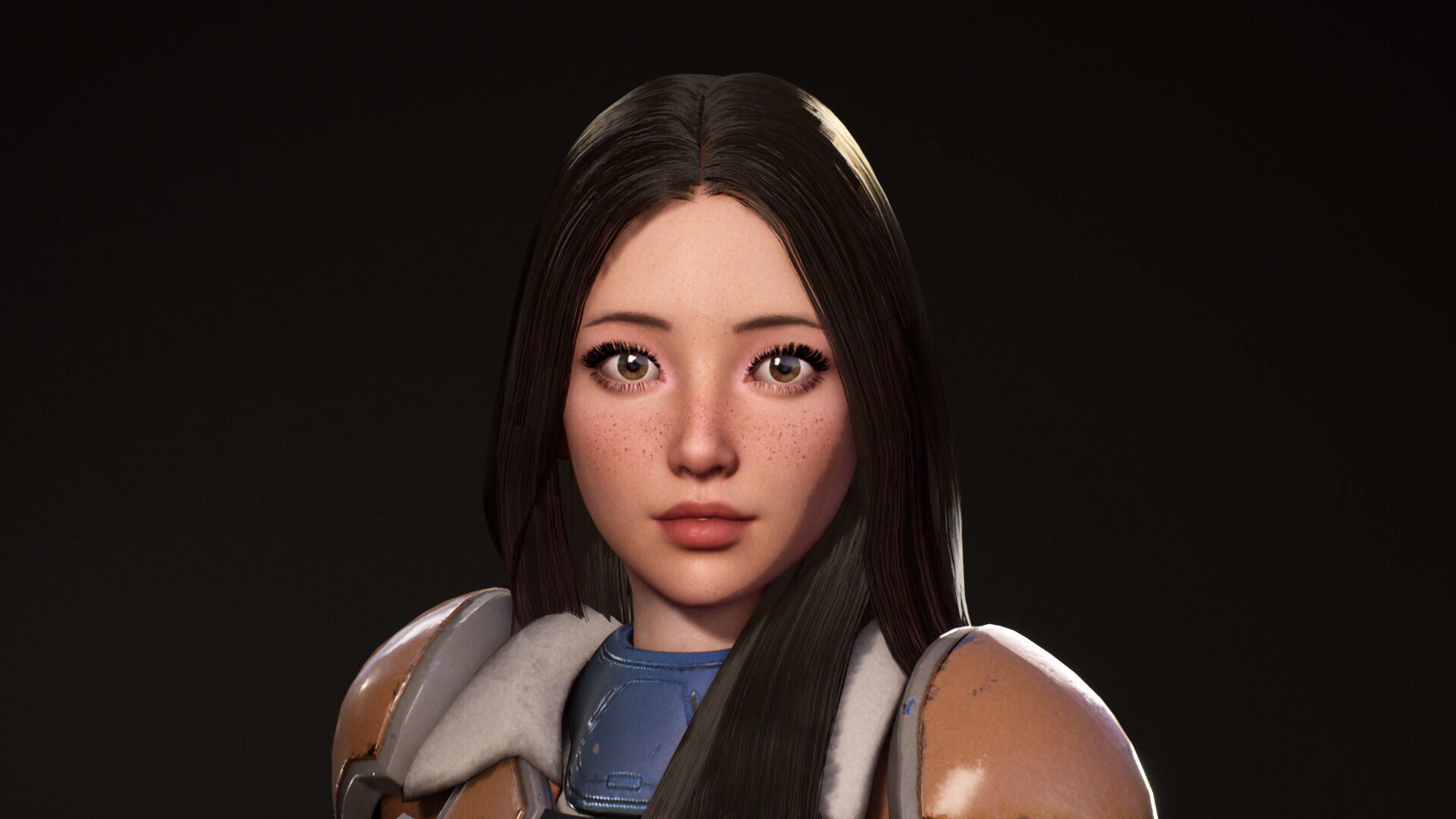 F2 Cyber Girl Pandora - Rigged Modular Game Character Low-poly 3D model_19