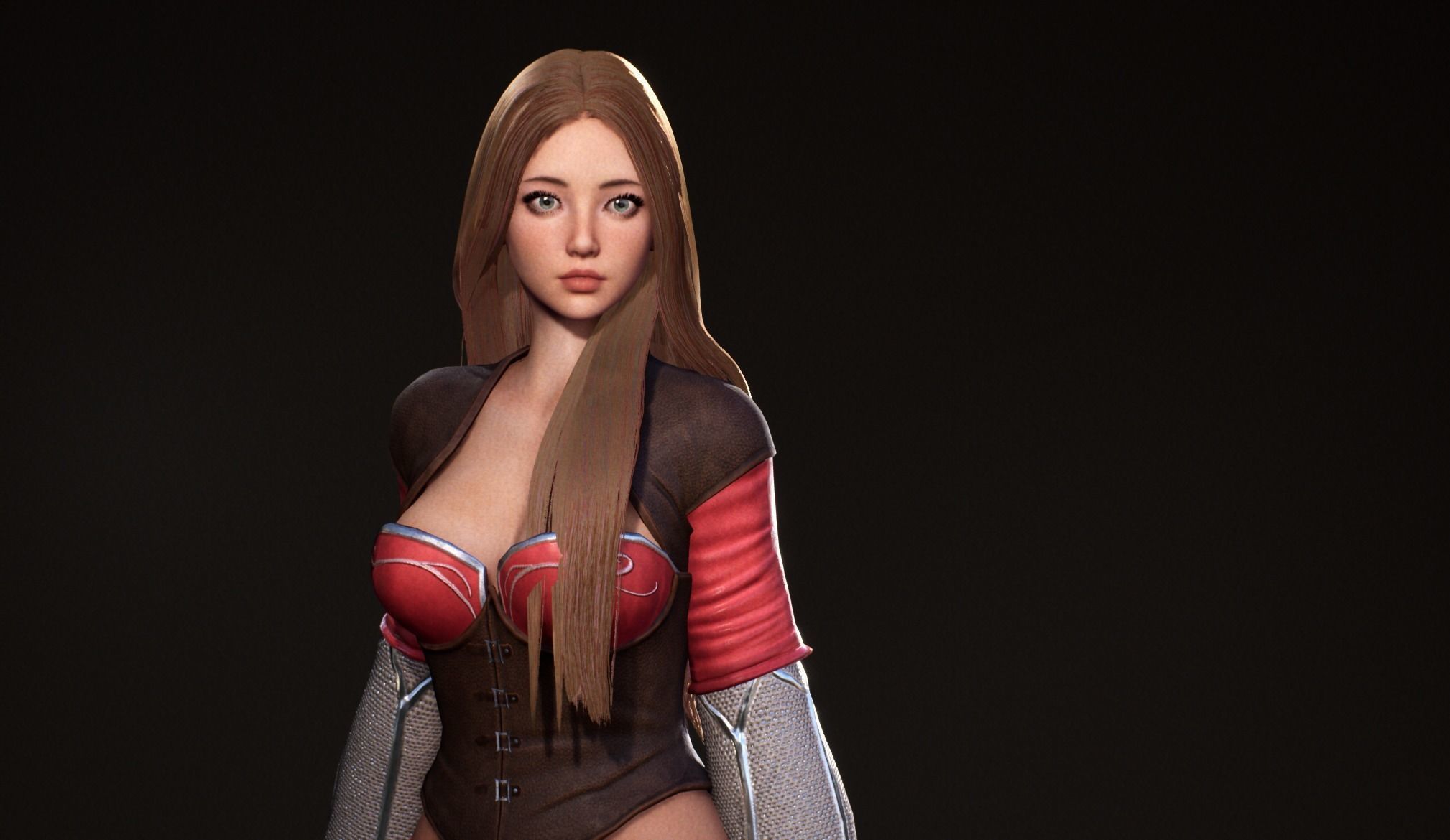 F2 Cyber Girl Pandora - Rigged Modular Game Character Low-poly 3D model_9
