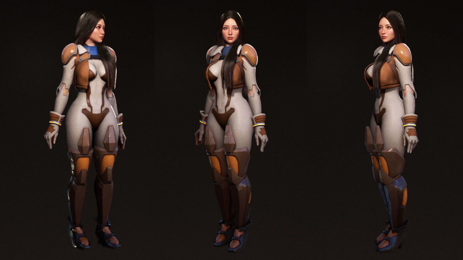 F2 Cyber Girl Pandora - Rigged Modular Game Character Low-poly 3D model_3
