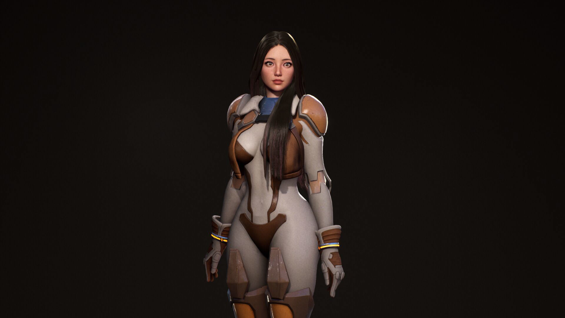 F2 Cyber Girl Pandora - Rigged Modular Game Character Low-poly 3D model_21