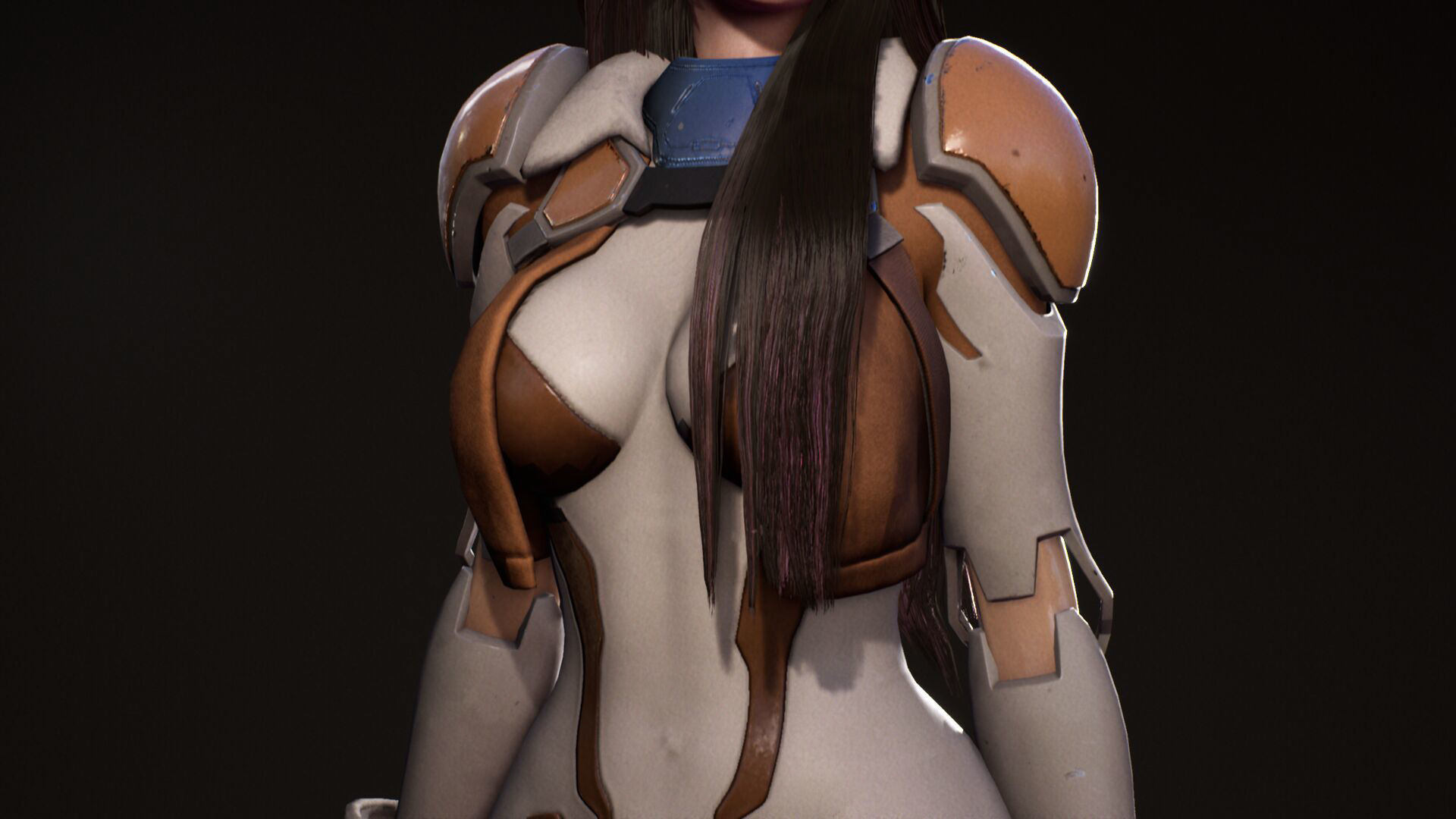 F2 Cyber Girl Pandora - Rigged Modular Game Character Low-poly 3D model_15