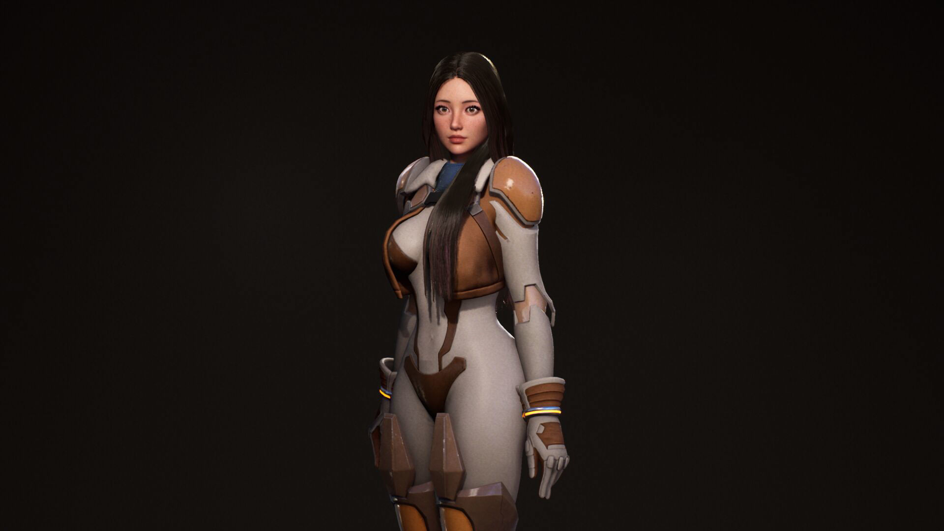 F2 Cyber Girl Pandora - Rigged Modular Game Character Low-poly 3D model_22