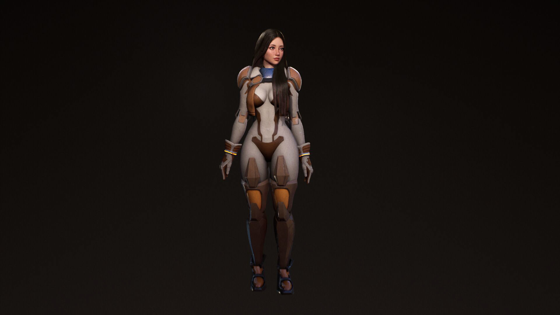 F2 Cyber Girl Pandora - Rigged Modular Game Character Low-poly 3D model_16