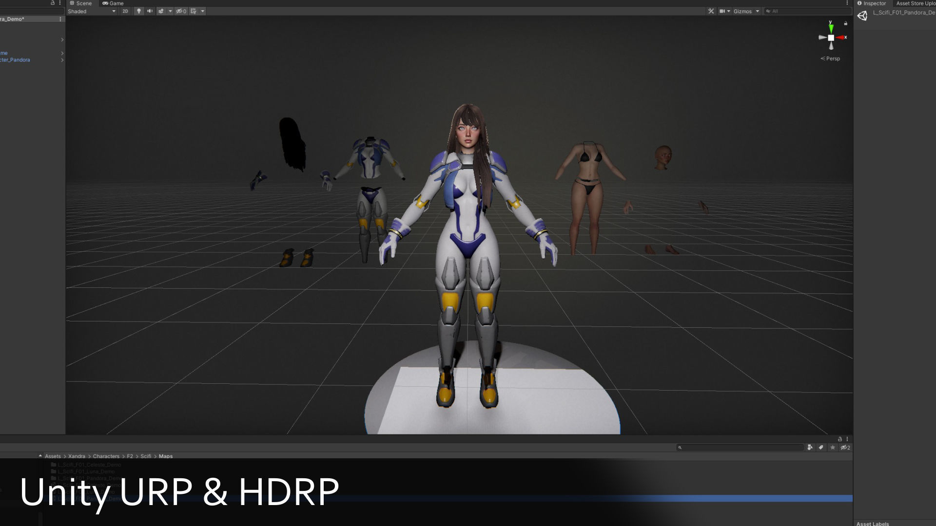 F2 Cyber Girl Pandora - Rigged Modular Game Character Low-poly 3D model_7