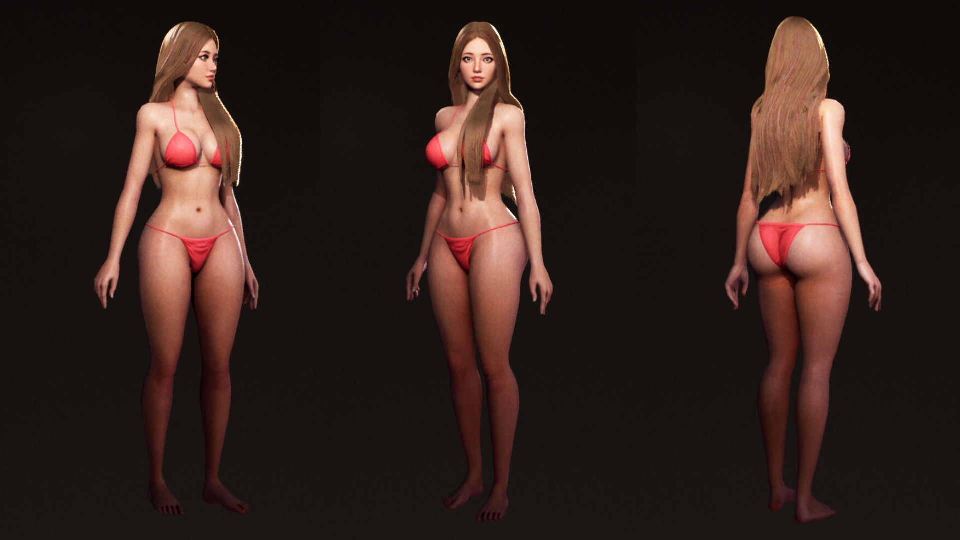 F2 Cyber Girl Pandora - Rigged Modular Game Character Low-poly 3D model_4