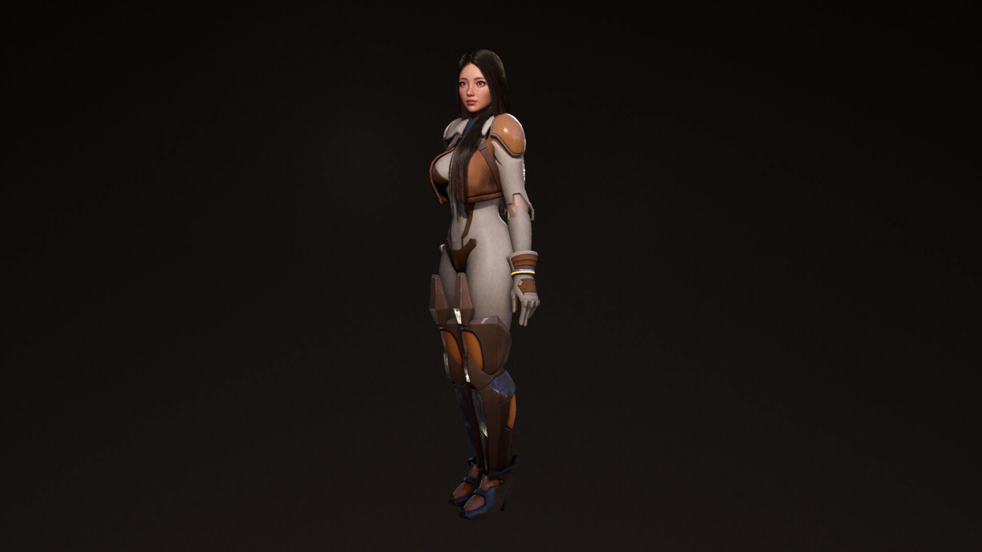 F2 Cyber Girl Pandora - Rigged Modular Game Character Low-poly 3D model_27