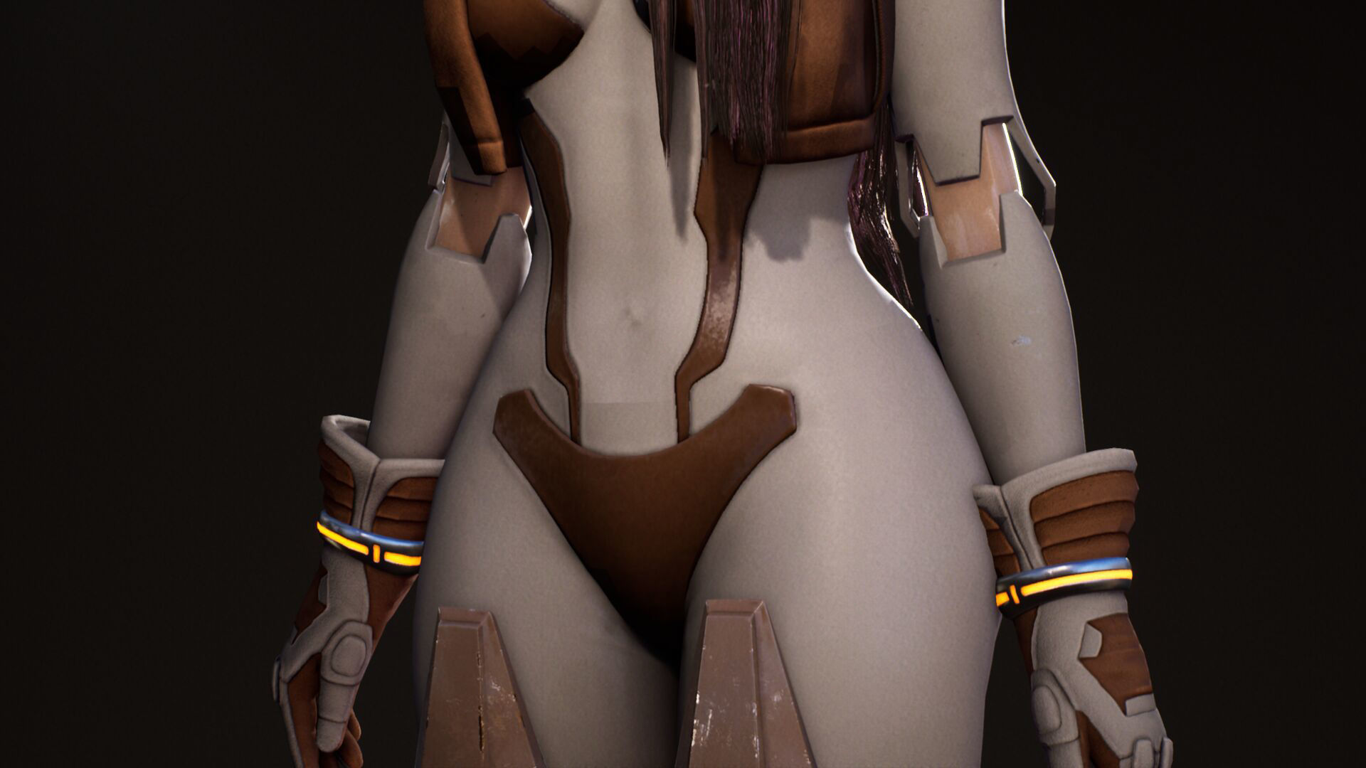 F2 Cyber Girl Pandora - Rigged Modular Game Character Low-poly 3D model_17