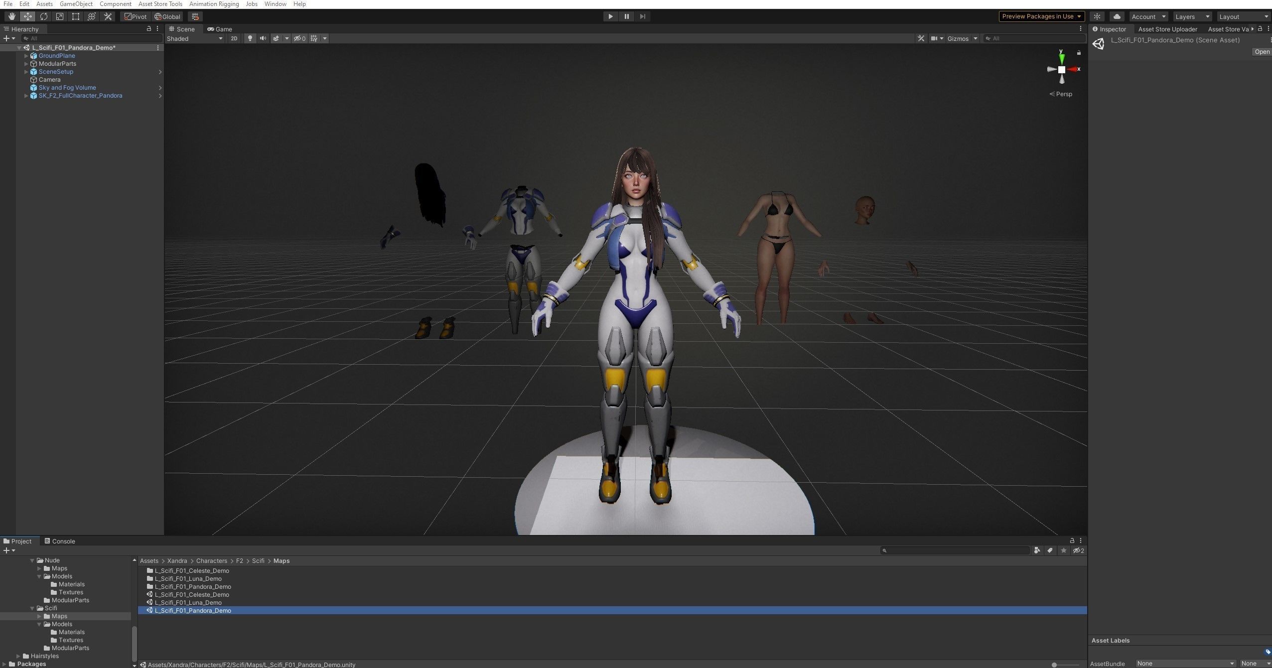 F2 Cyber Girl Pandora - Rigged Modular Game Character Low-poly 3D model_12