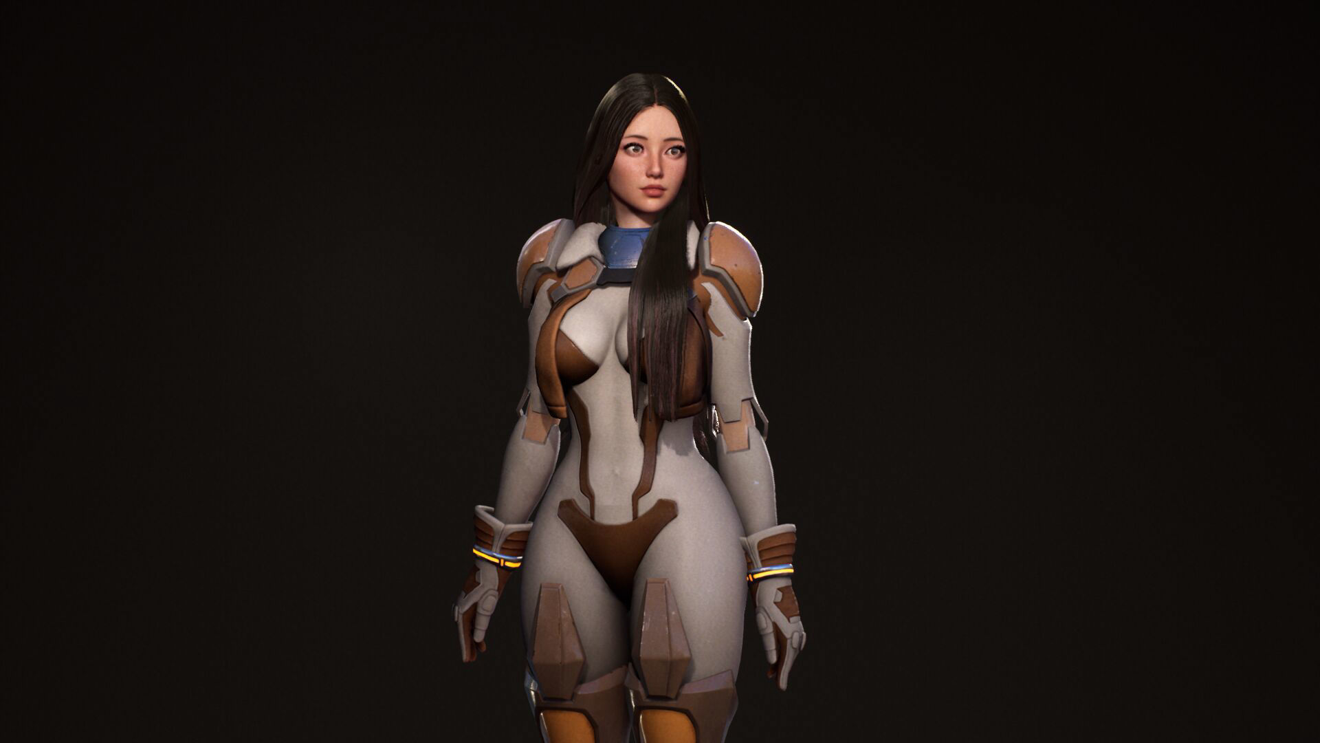 F2 Cyber Girl Pandora - Rigged Modular Game Character Low-poly 3D model_24