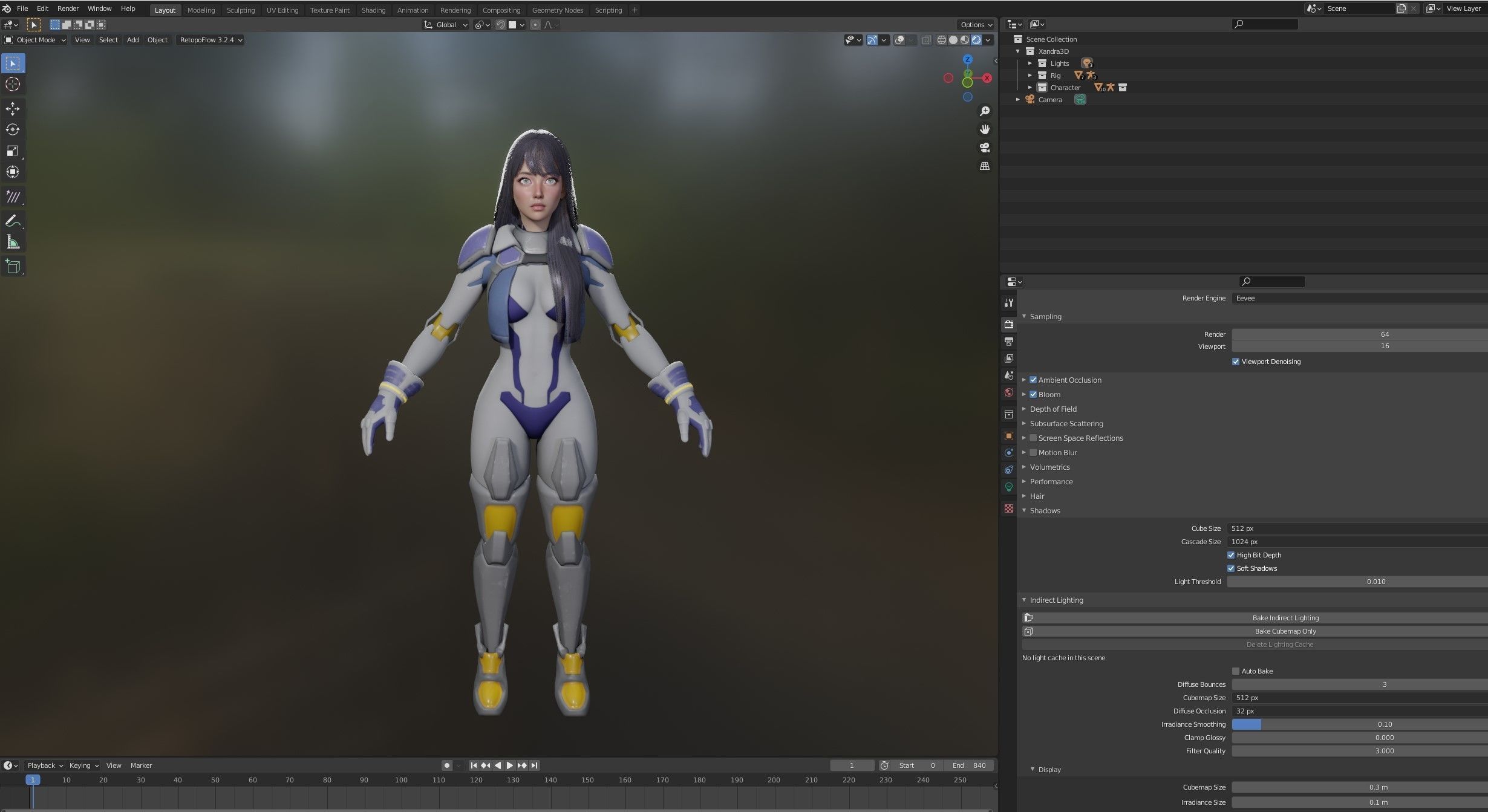 F2 Cyber Girl Pandora - Rigged Modular Game Character Low-poly 3D model_11