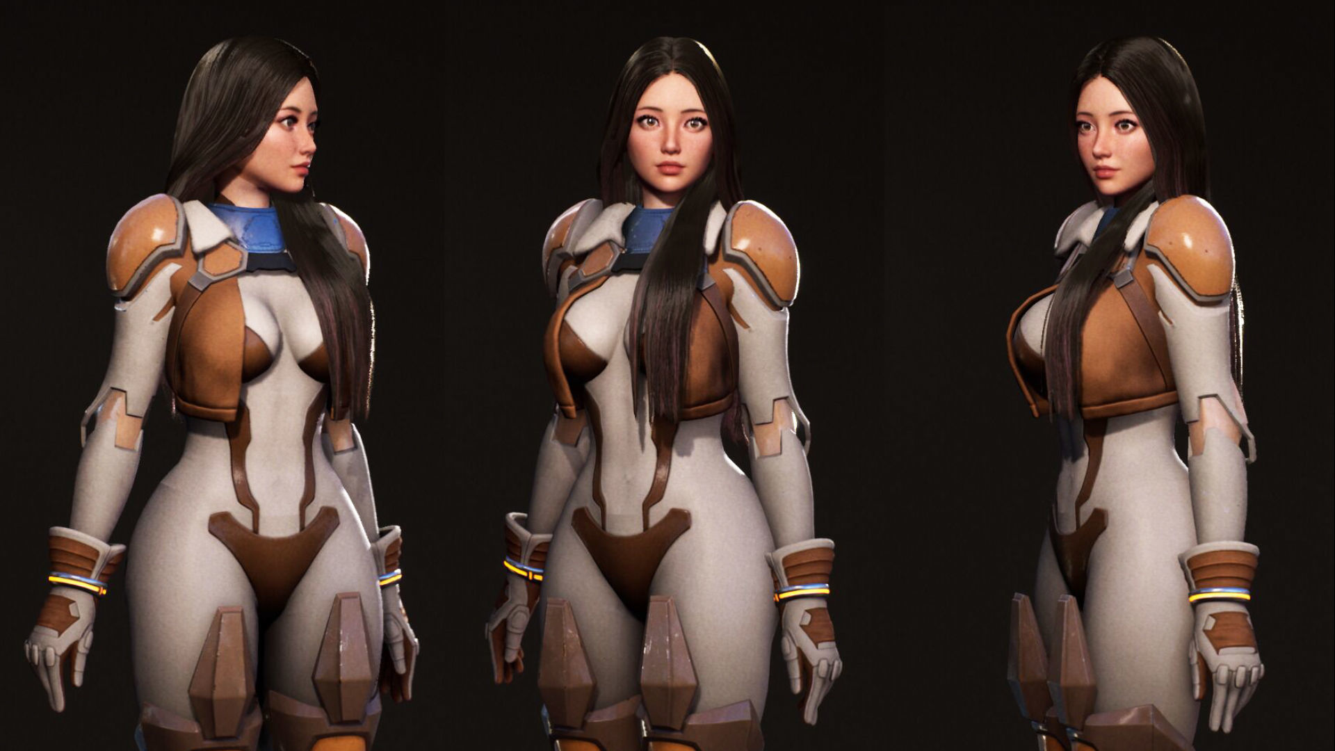F2 Cyber Girl Pandora - Rigged Modular Game Character Low-poly 3D model_2