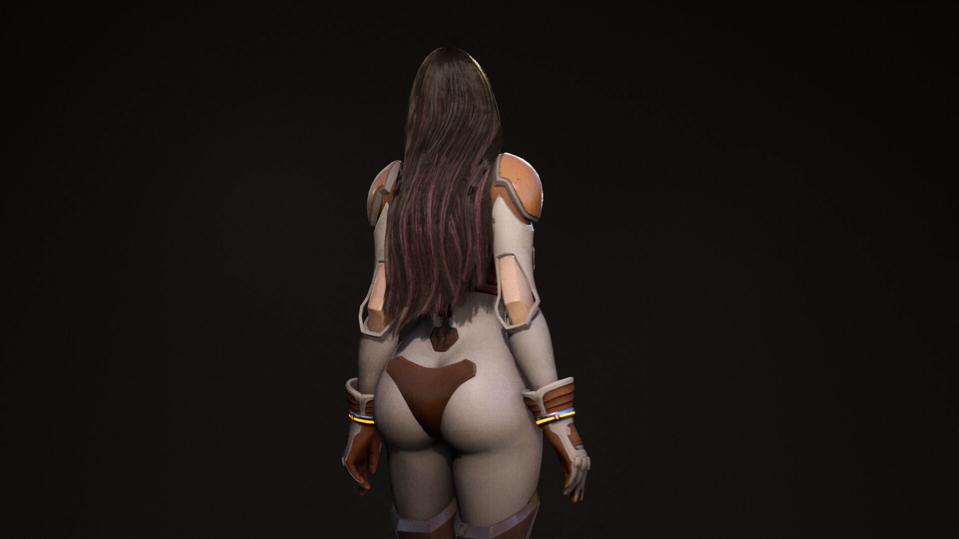 F2 Cyber Girl Pandora - Rigged Modular Game Character Low-poly 3D model_14