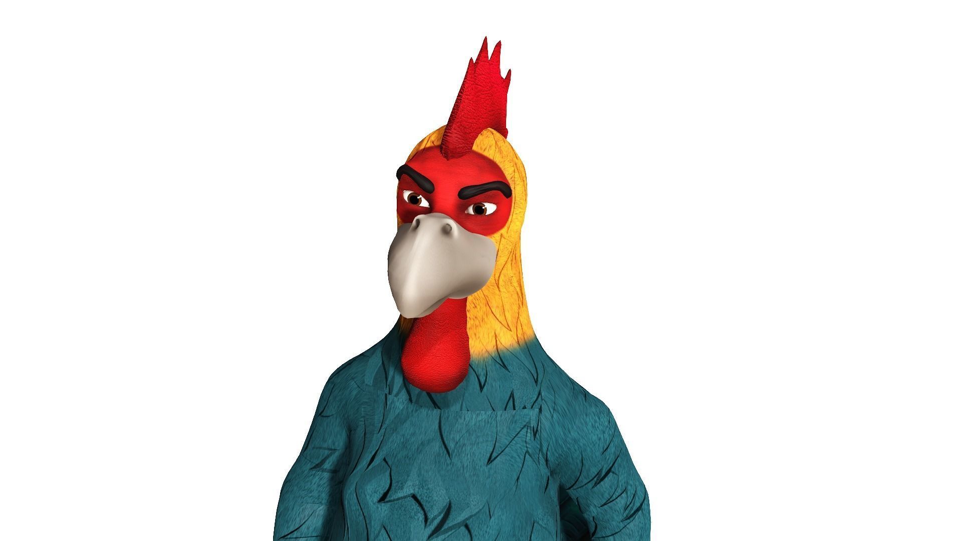 Toon chicken  roosters 3D model_4
