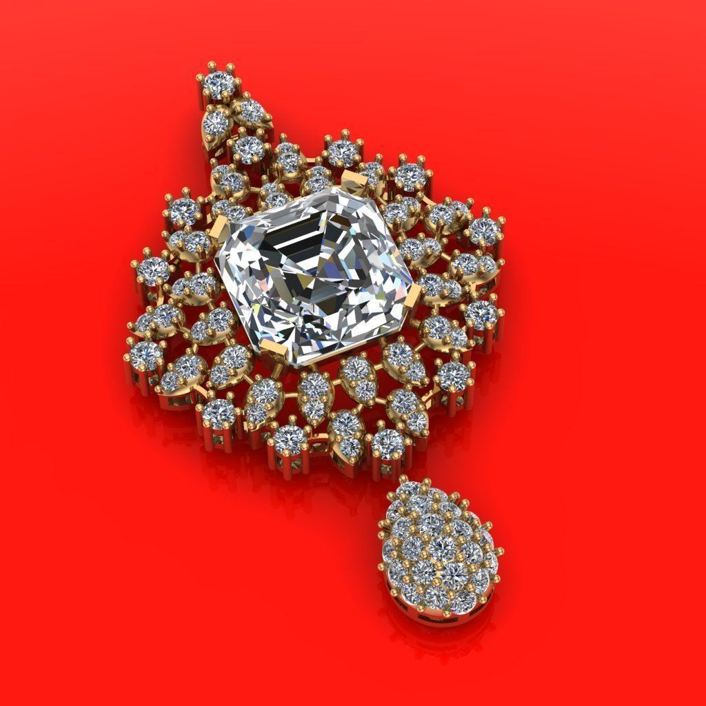 Tradiotional Diamond Pandent 3D print model 3D print model_3