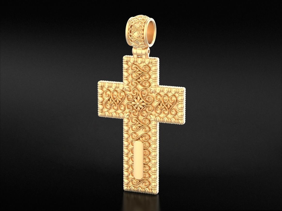 Cross with patterns of gold 783 3D print model_4