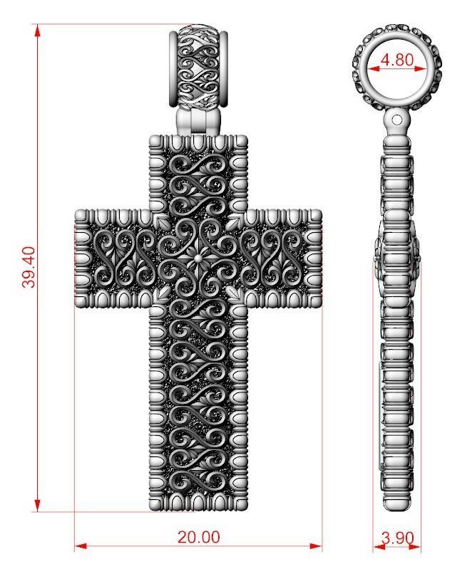 Cross with patterns of gold 783 3D print model_13