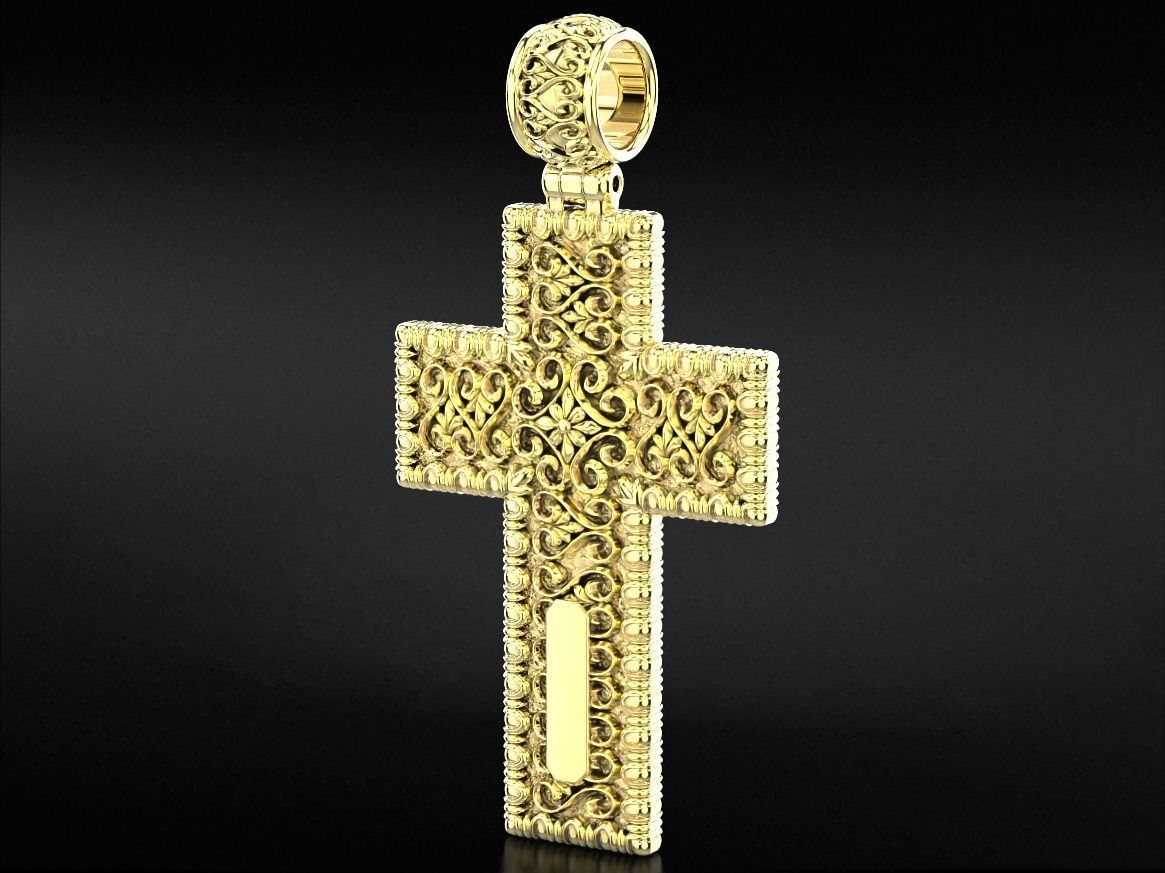 Cross with patterns of gold 783 3D print model_9