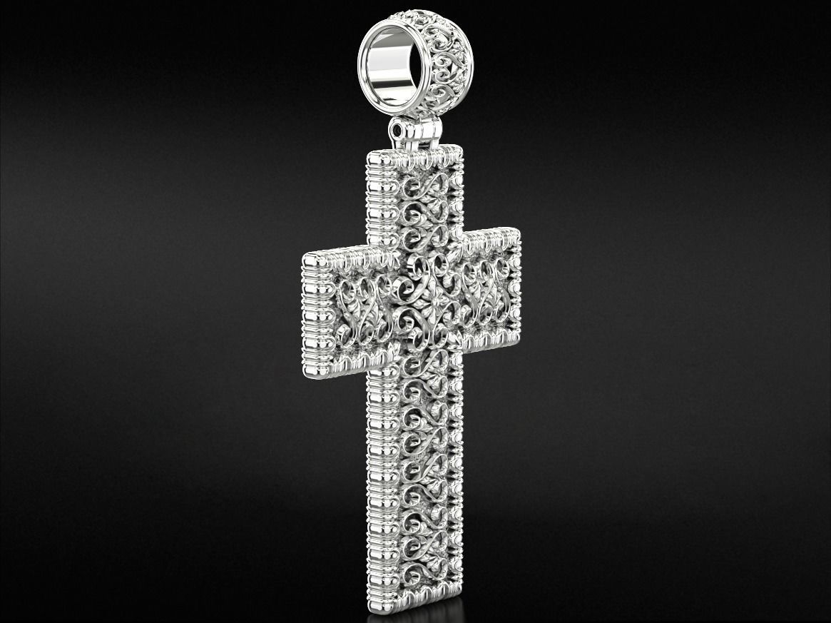 Cross with patterns of gold 783 3D print model_12