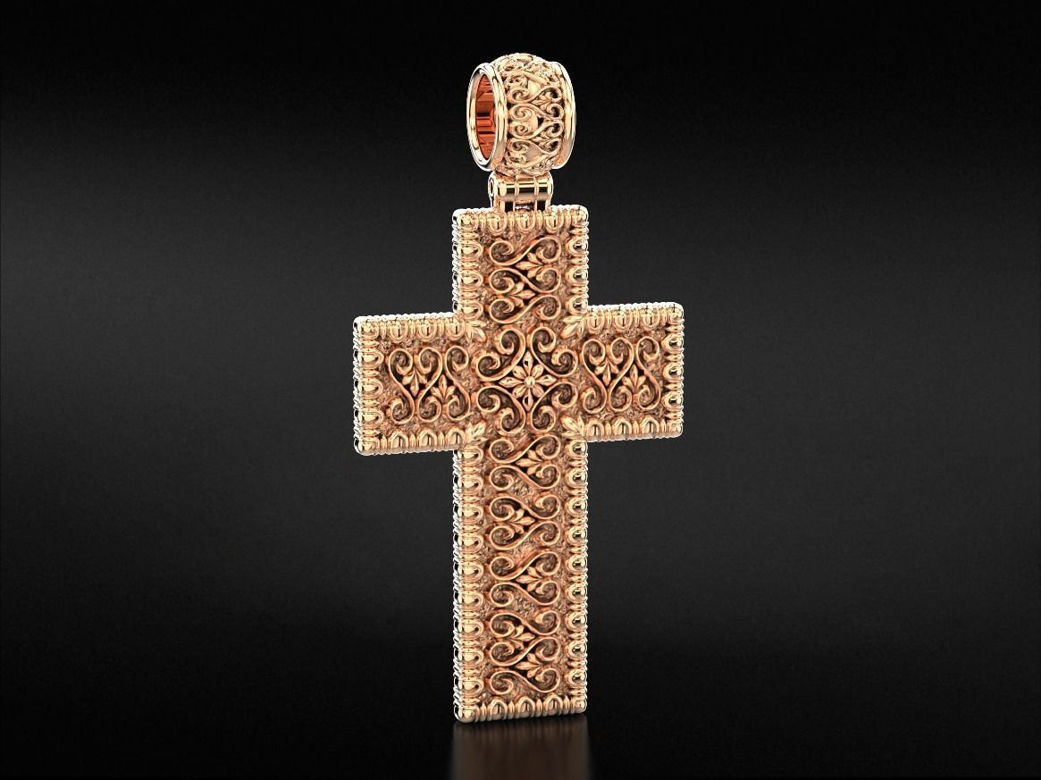 Cross with patterns of gold 783 3D print model_6