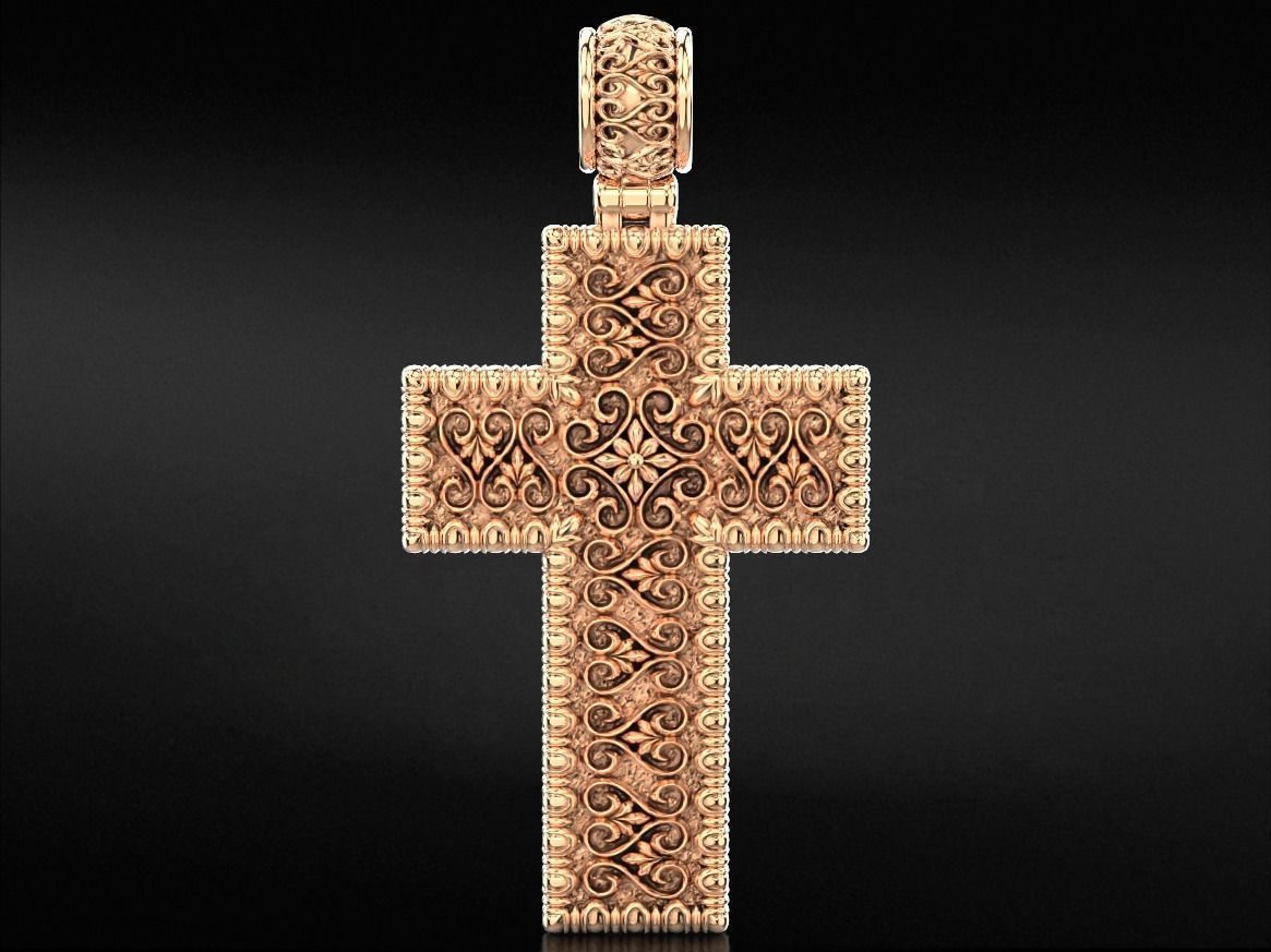 Cross with patterns of gold 783 3D print model_7
