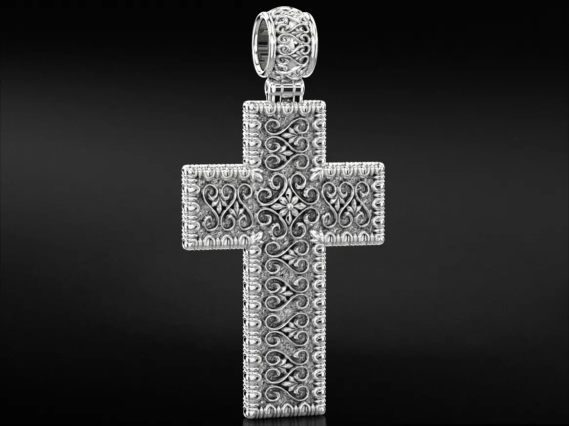 Cross with patterns of gold 783 3D print model_0