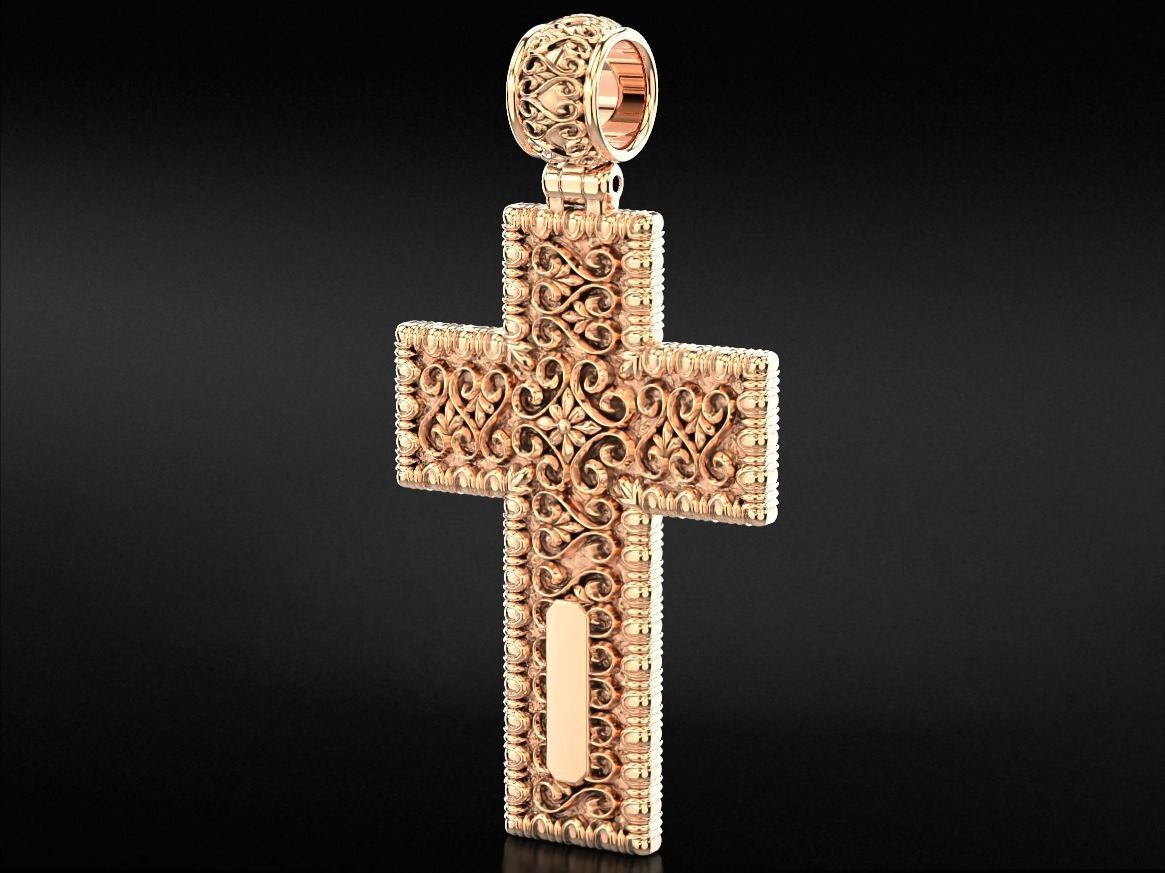 Cross with patterns of gold 783 3D print model_8