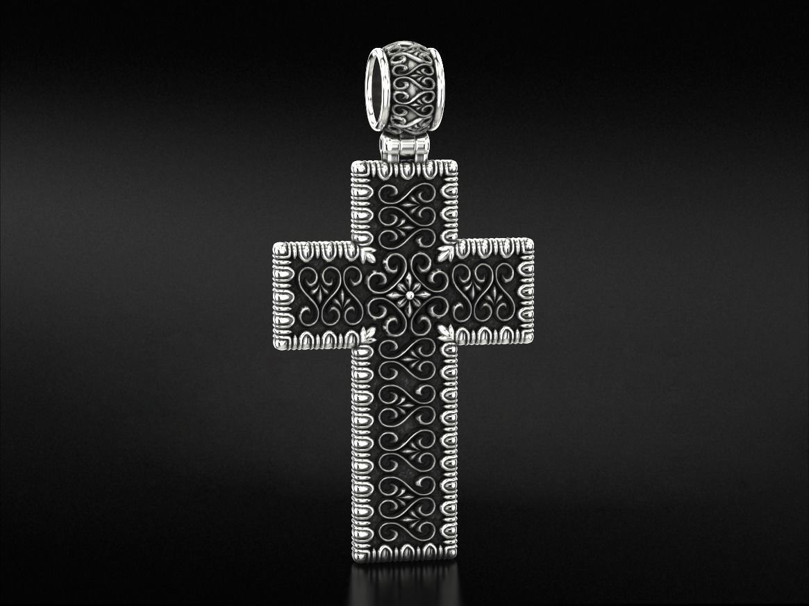 Cross with patterns of gold 783 3D print model_2