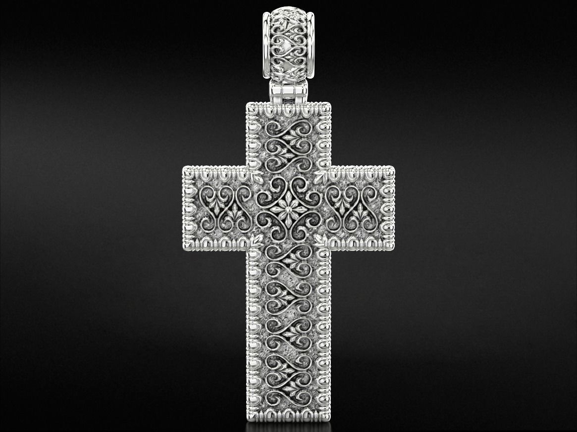 Cross with patterns of gold 783 3D print model_11