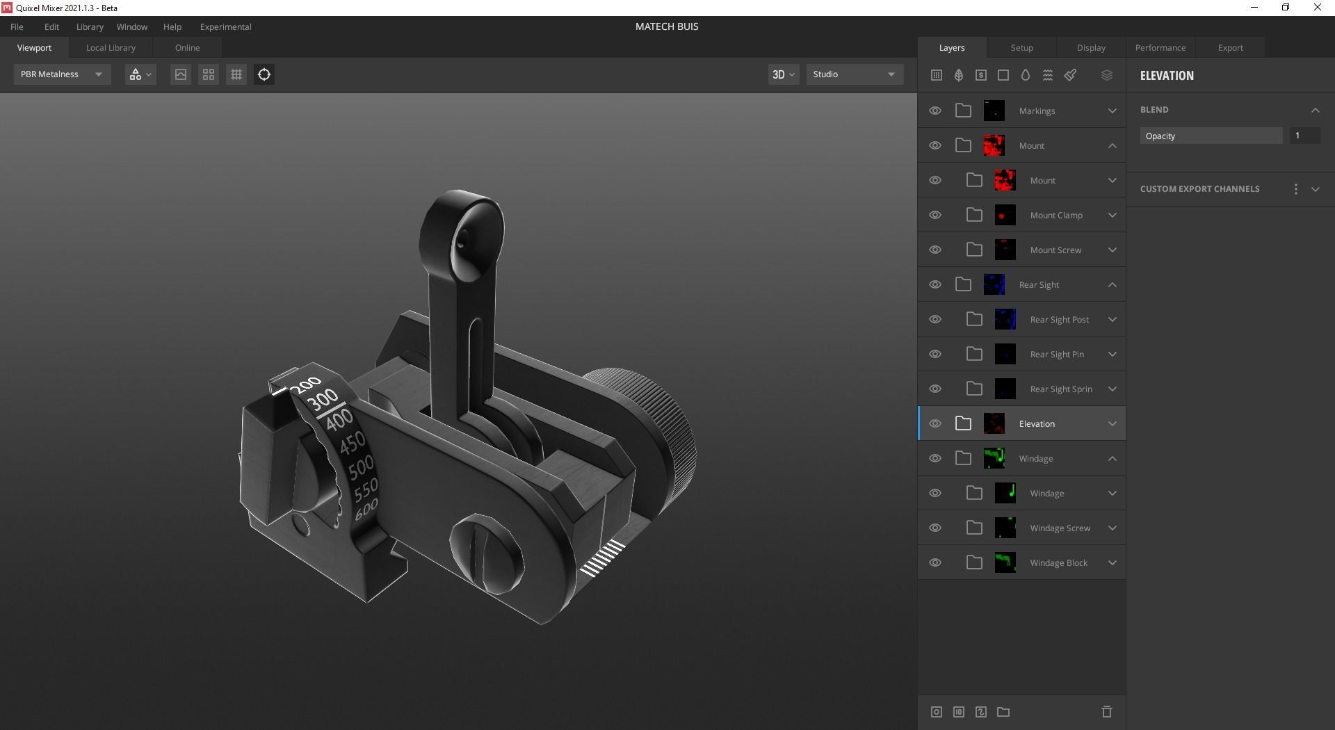 MATECH AR-15 USGI Rear Sight Low-poly 3D model_12