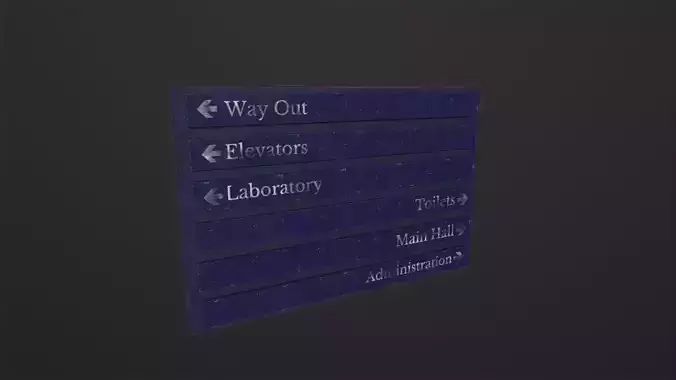 Hospital direction sign 3D Model Low-poly 3D model