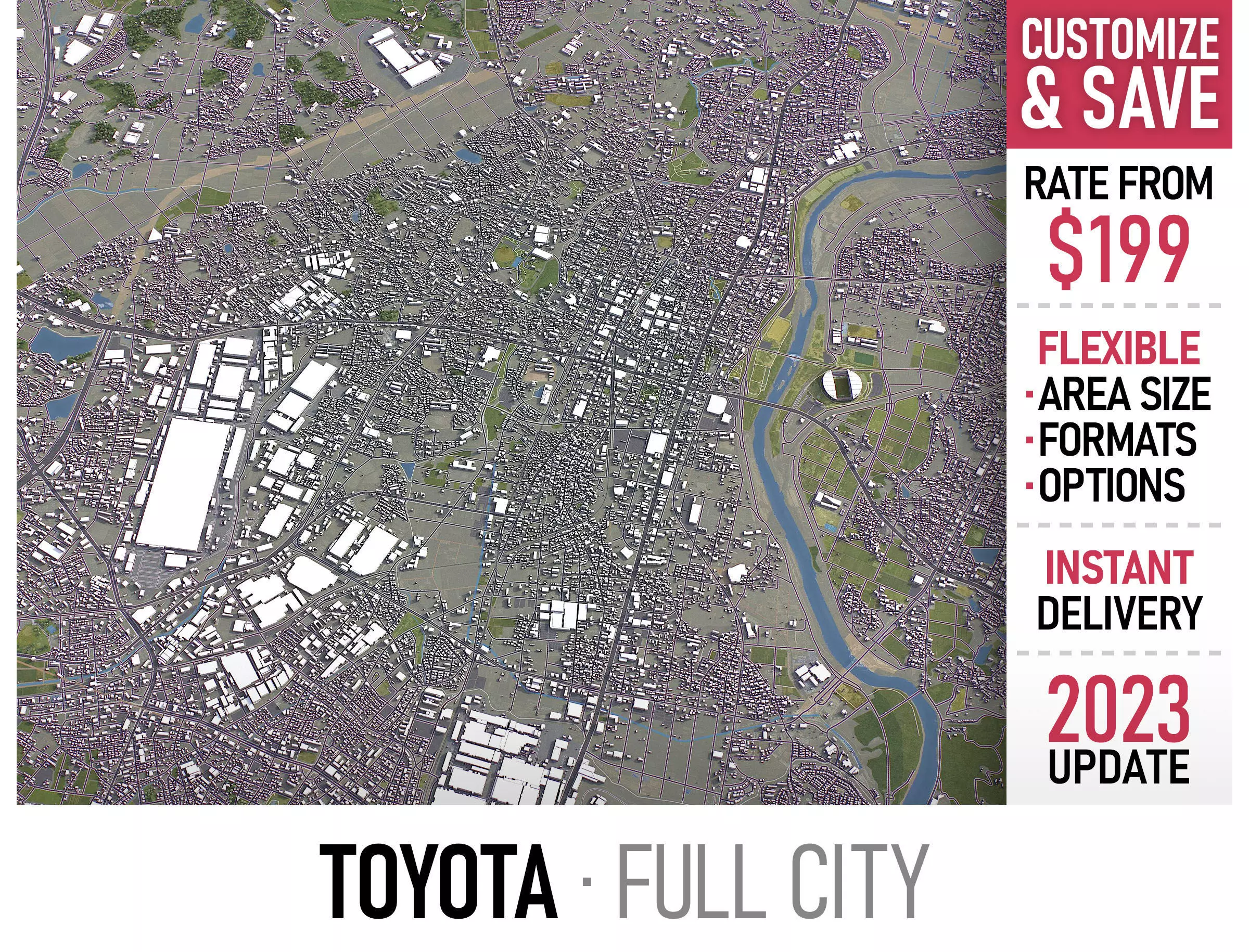 Toyota - 3D City Model Low-poly 3D model_0