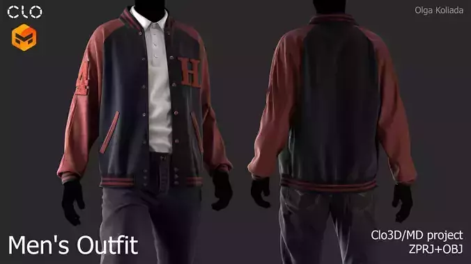 Male outfit Marvelous Designer project and OBJ