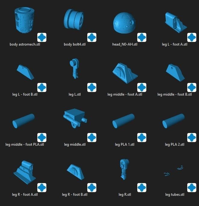 N0-AH Astromech Articulation 3d print STL files 3D print model_2