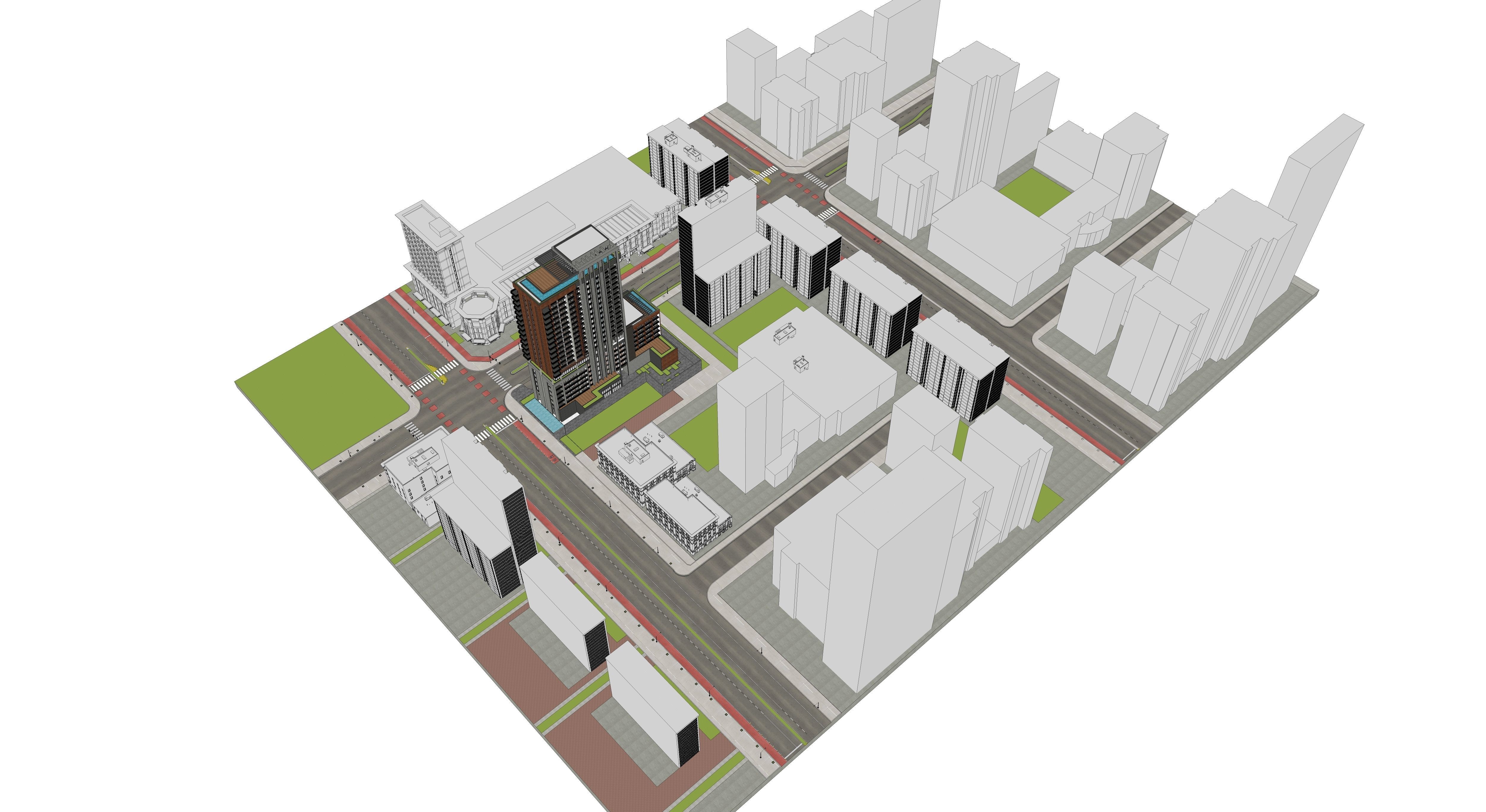 Residential high rise building 3D model 3D model_11