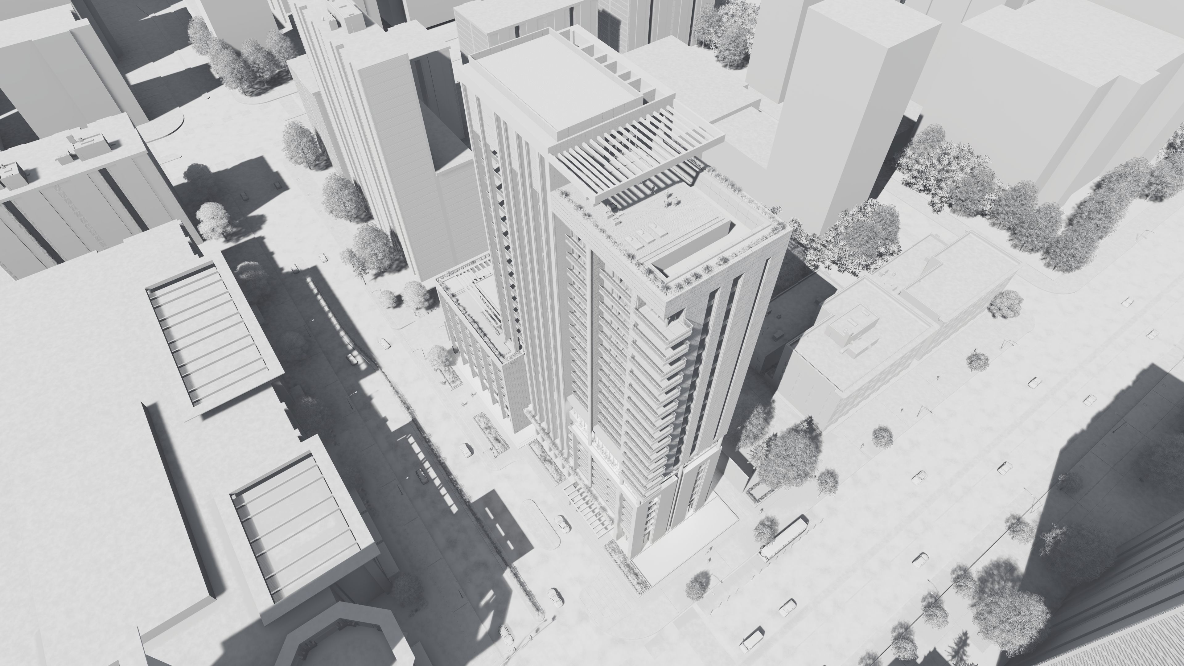 Residential high rise building 3D model 3D model_23