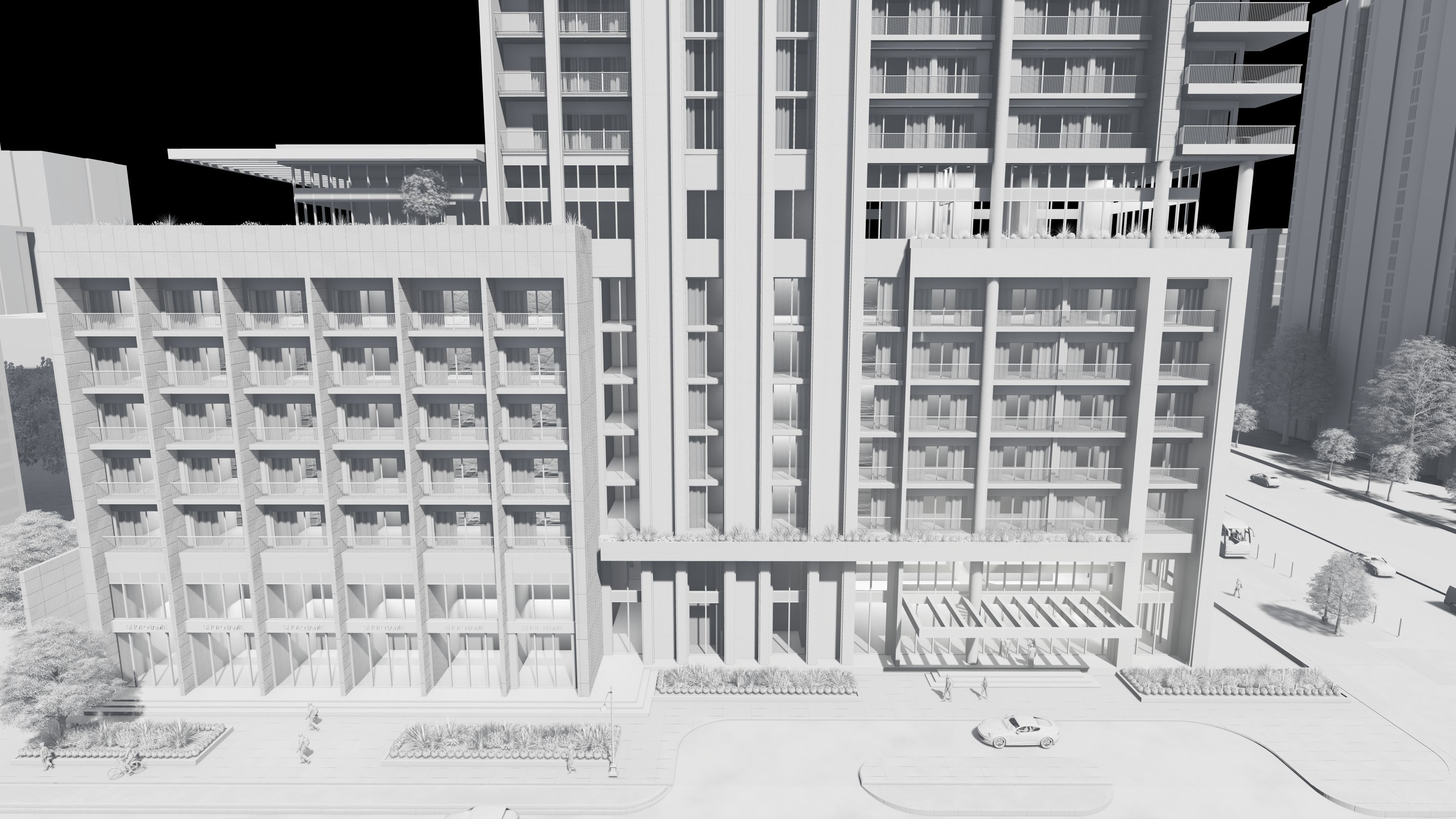 Residential high rise building 3D model 3D model_25
