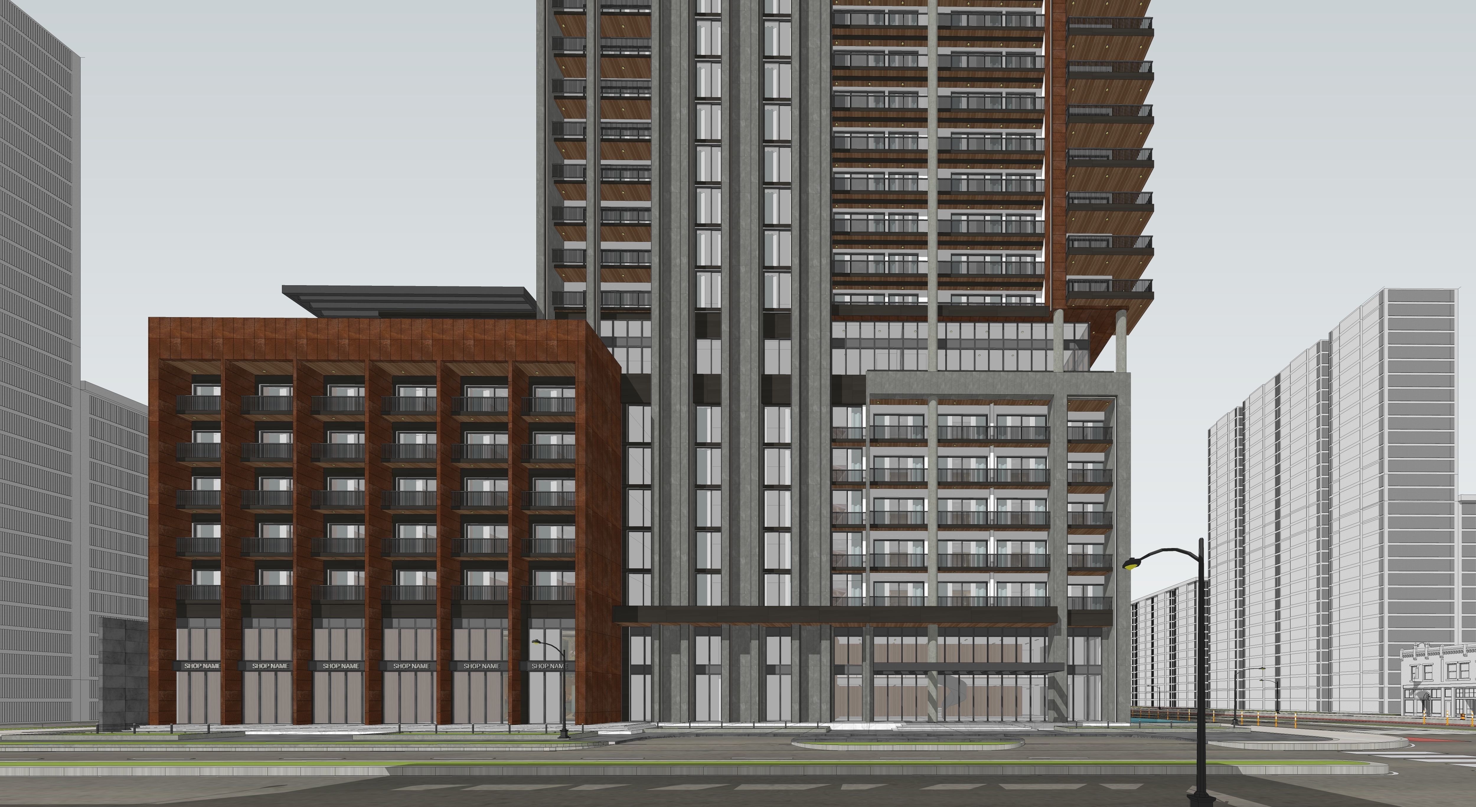 Residential high rise building 3D model 3D model_16